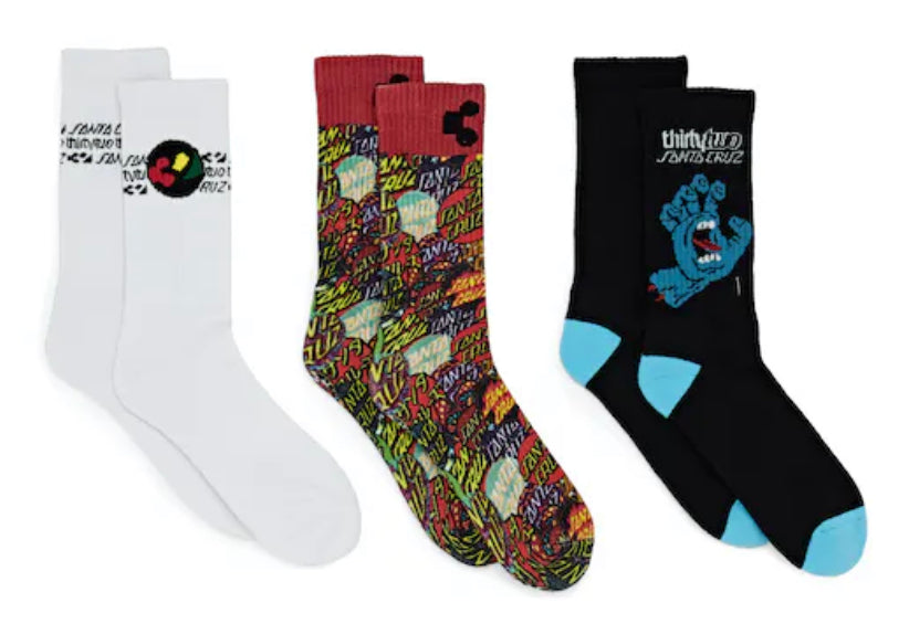 thirtytwo - Santa Cruz 3-Pack Crew Socks