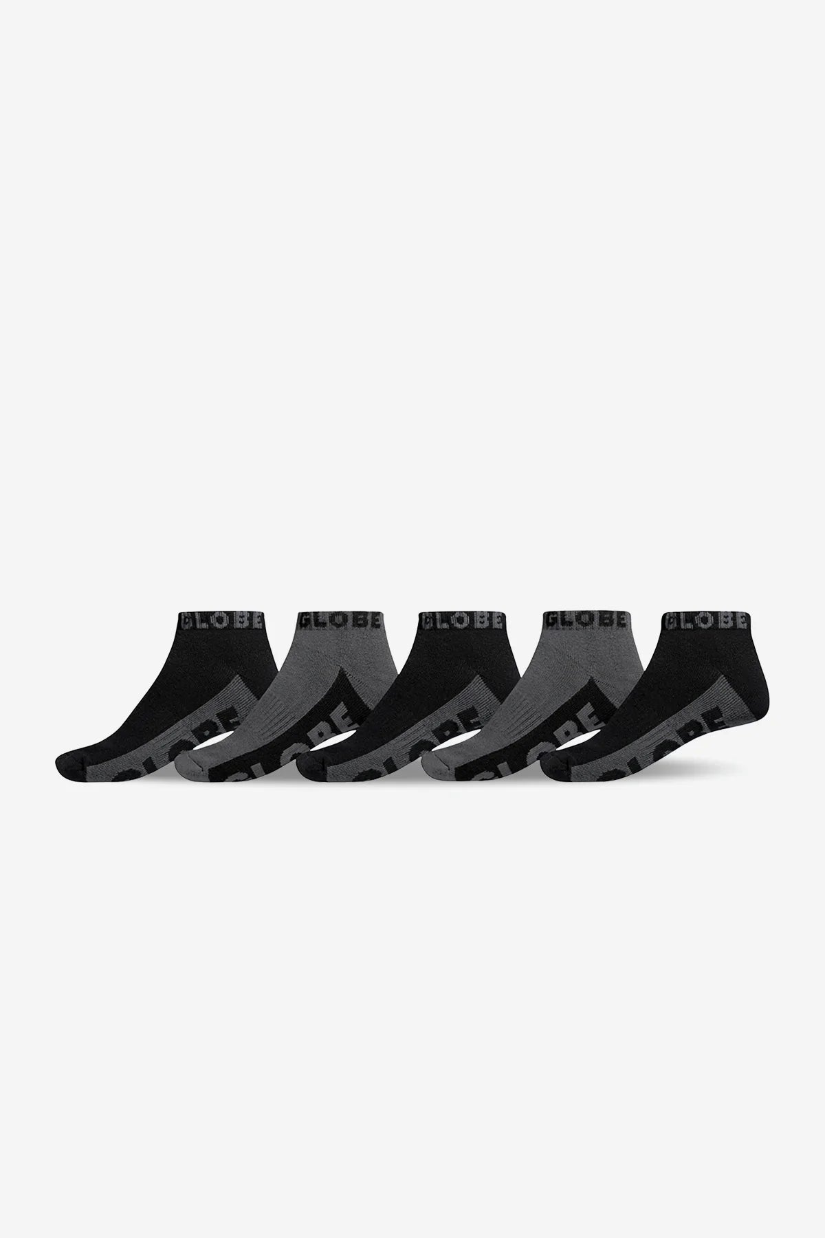 Globe Shoes - Black/Grey Ankle Sock 5 Pack