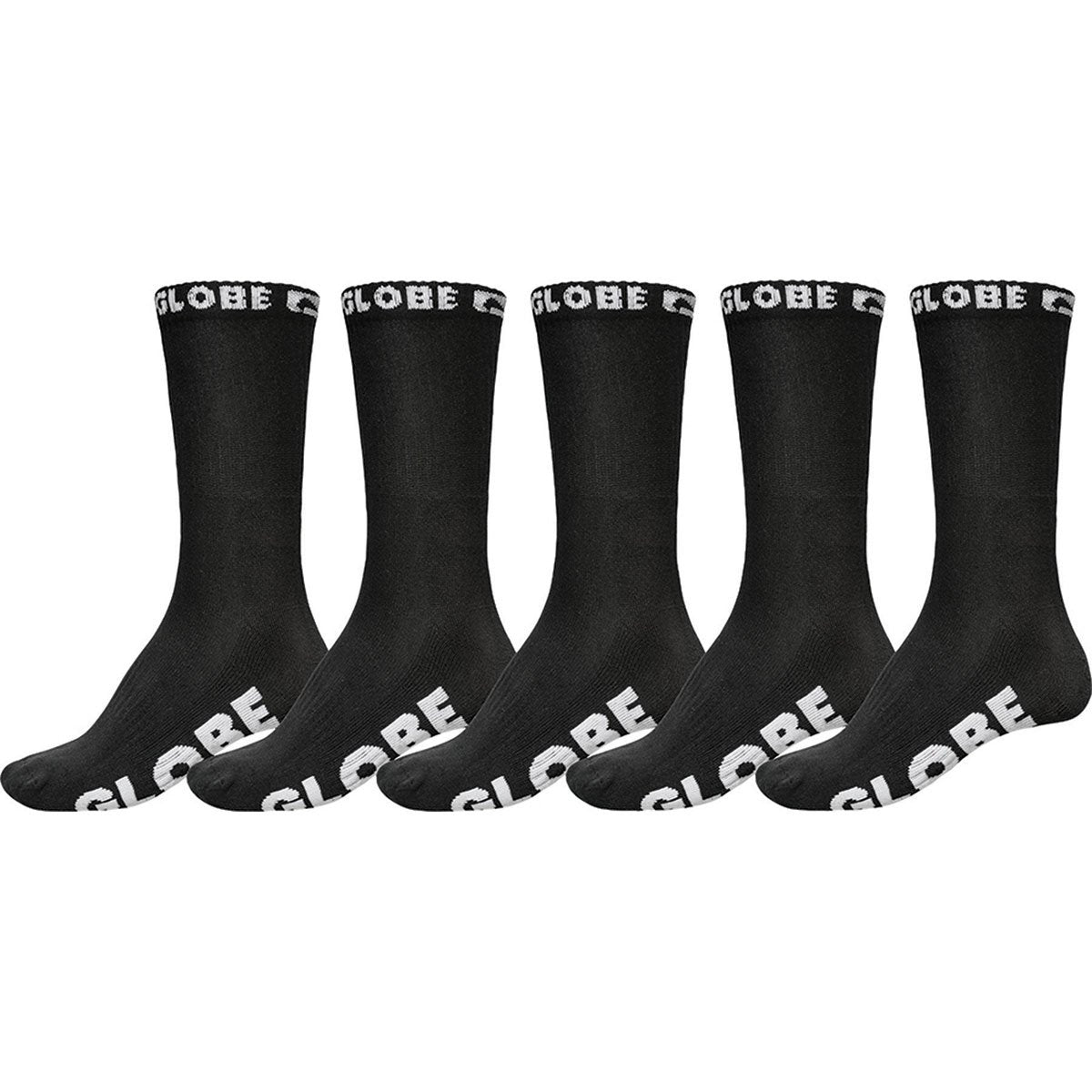 Globe Shoes - Black Out Crew Sock 5 Pack