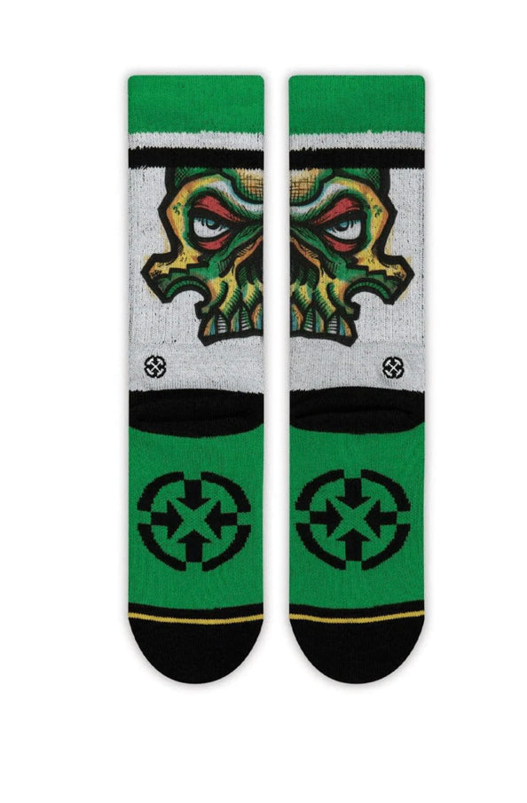 Merge 4 - Youth Bobby Brown Green Skull Socks